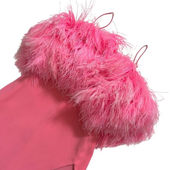 David Koma High Slit Feather Bra Dress in‎ Pink - Picture 4 of 16